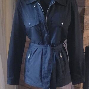 Women's Black Short Trench-Style Jacket - Size S